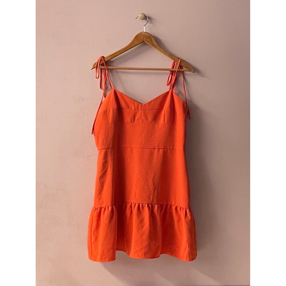 Gianni Bini Red Orange Tie-Strap Mini Dress Size 12 EUC
